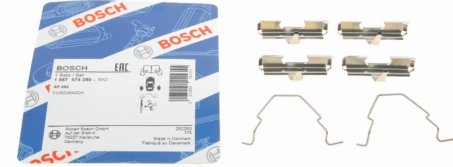 BOSCH 1 987 474 280 - Kit accessori, Pastiglia freno autozon.pro