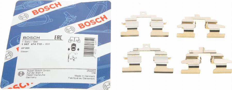 BOSCH 1 987 474 715 - Kit accessori, Pastiglia freno autozon.pro