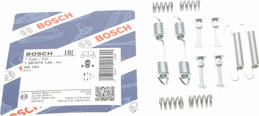 BOSCH 1 987 475 136 - Kit accessori, Ganasce freno stazionamento autozon.pro