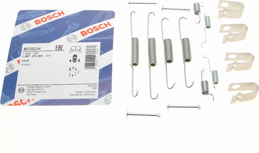 BOSCH 1 987 475 287 - Kit accessori, Ganasce freno autozon.pro