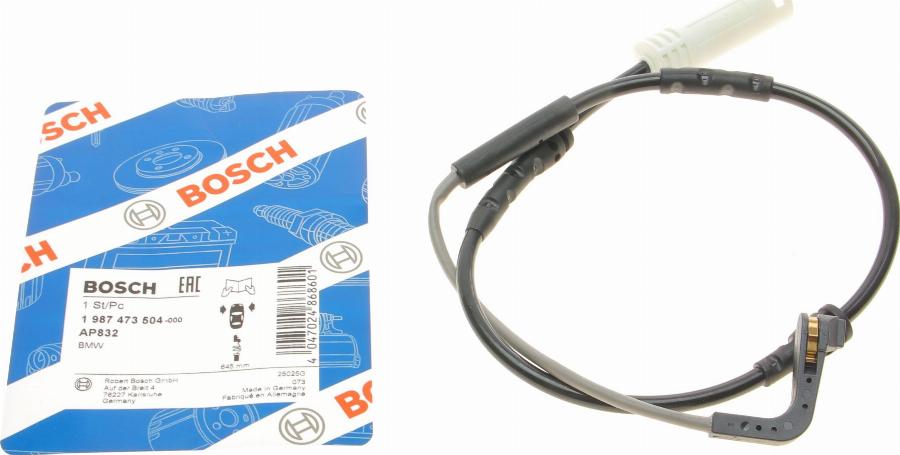 BOSCH 1 987 473 504 - Contatto segnalazione, Usura past. freno / mat. d'attrito autozon.pro