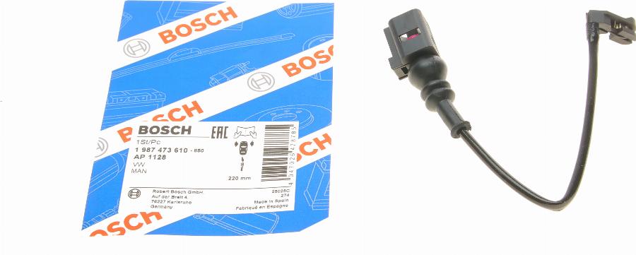 BOSCH 1 987 473 610 - Contatto segnalazione, Usura past. freno / mat. d'attrito autozon.pro