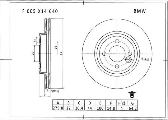 BOSCH F 005 X14 040 - Discofreno autozon.pro