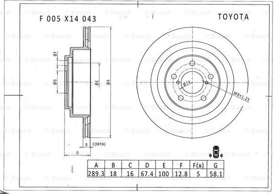 BOSCH F 005 X14 043 - Discofreno autozon.pro