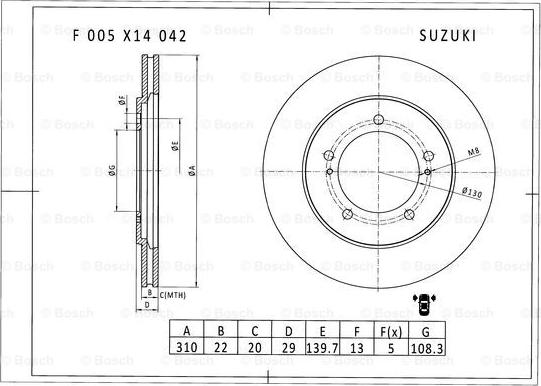 BOSCH F 005 X14 042 - Discofreno autozon.pro