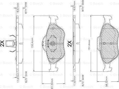 BOSCH F 03A 150 018 - Kit pastiglie freno, Freno a disco autozon.pro