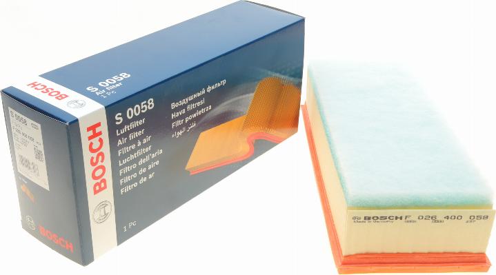 BOSCH F 026 400 058 - Filtro aria autozon.pro