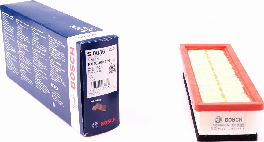 BOSCH F 026 400 036 - Filtro aria autozon.pro