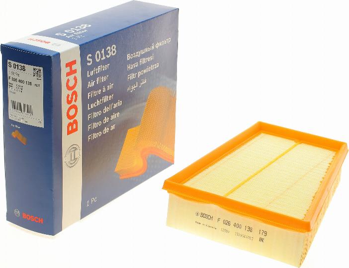 BOSCH F 026 400 138 - Filtro aria autozon.pro