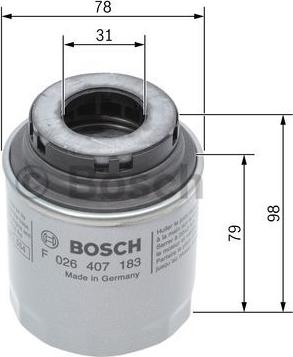 BOSCH F 026 407 183 - Filtro olio autozon.pro