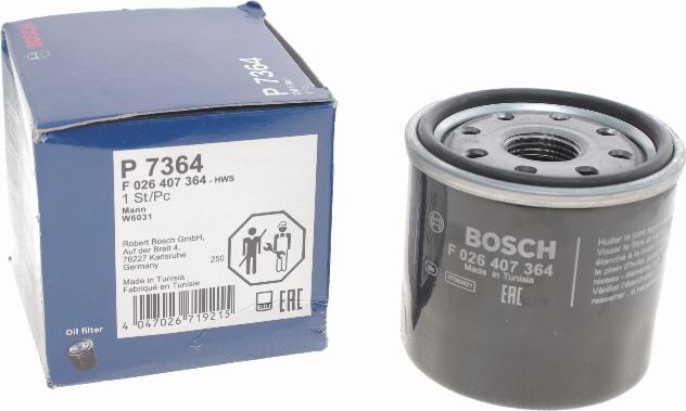 BOSCH F 026 407 364 - Filtro olio autozon.pro