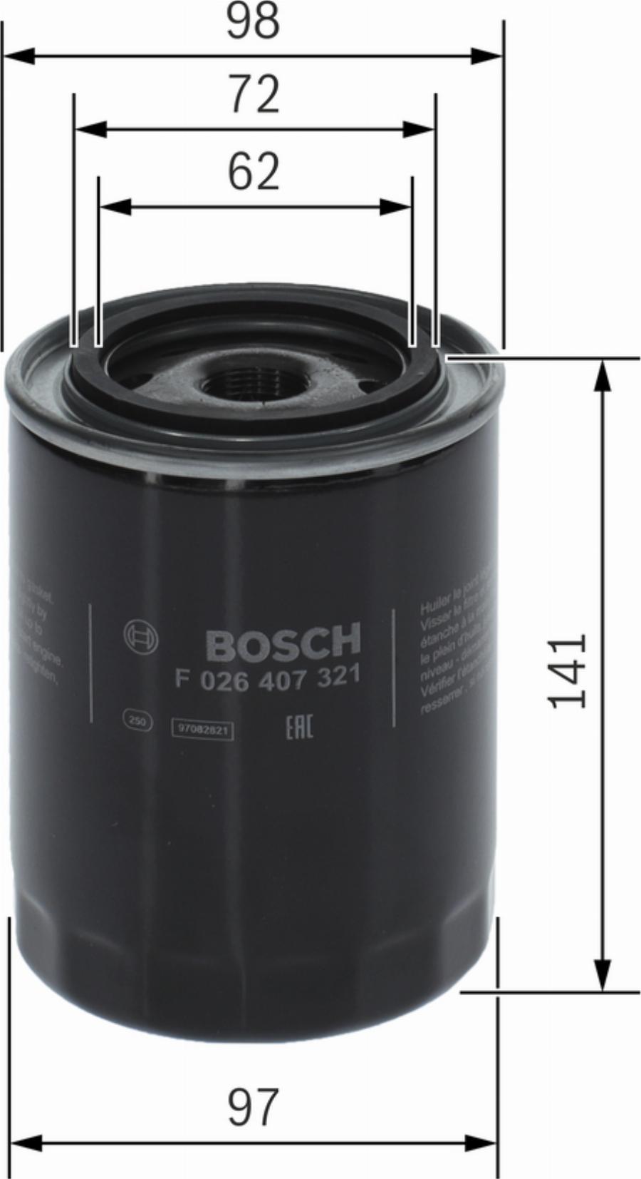 BOSCH F 026 407 321 - Filtro olio autozon.pro