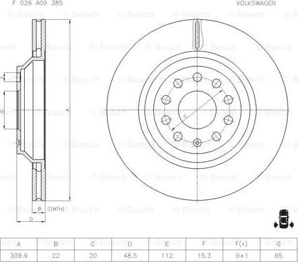 BOSCH F 026 A09 385 - Discofreno autozon.pro