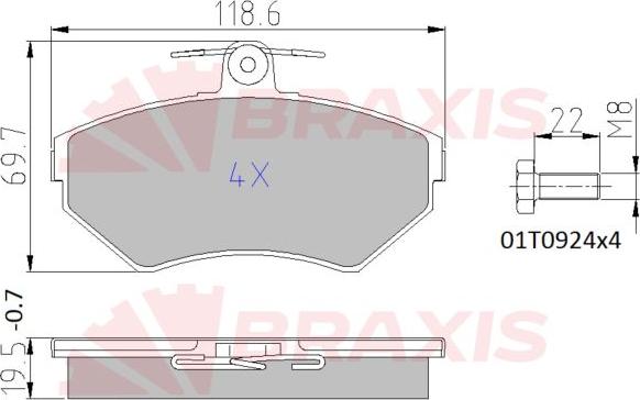 Braxis AA0648 - Kit pastiglie freno, Freno a disco autozon.pro