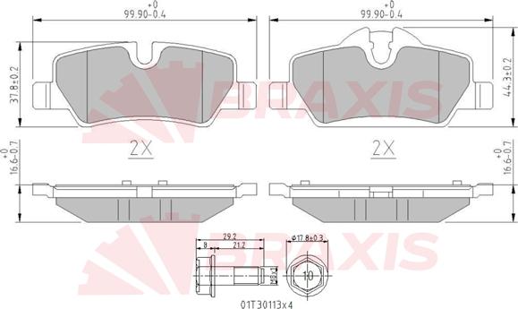 Braxis AA0661 - Kit pastiglie freno, Freno a disco autozon.pro