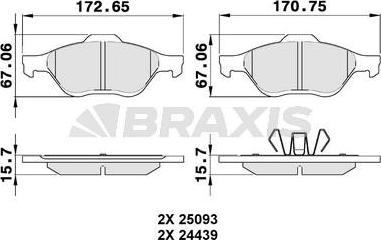 Braxis AA0340 - Kit pastiglie freno, Freno a disco autozon.pro