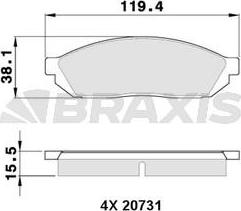 Braxis AA0348 - Kit pastiglie freno, Freno a disco autozon.pro