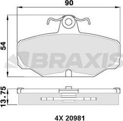 Braxis AA0325 - Kit pastiglie freno, Freno a disco autozon.pro