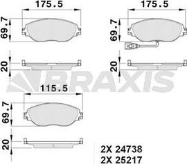 Braxis AB0528 - Kit pastiglie freno, Freno a disco autozon.pro