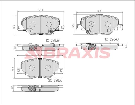 Braxis AB0607 - Kit pastiglie freno, Freno a disco autozon.pro