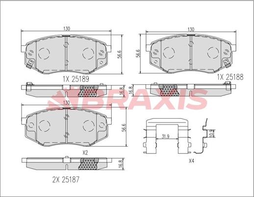 Braxis AB0619 - Kit pastiglie freno, Freno a disco autozon.pro