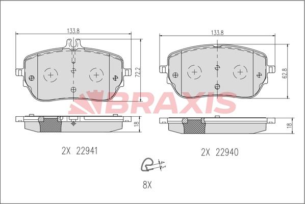 Braxis AB0634 - Kit pastiglie freno, Freno a disco autozon.pro