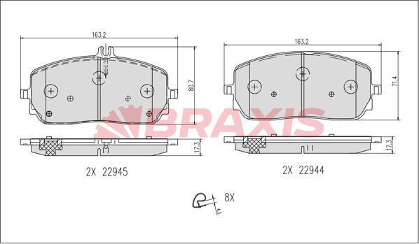 Braxis AB0635 - Kit pastiglie freno, Freno a disco autozon.pro