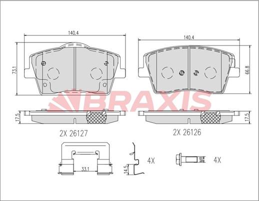 Braxis AB0626 - Kit pastiglie freno, Freno a disco autozon.pro