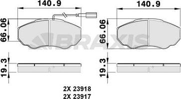 Braxis AB0146 - Kit pastiglie freno, Freno a disco autozon.pro