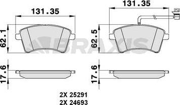 Braxis AB0140 - Kit pastiglie freno, Freno a disco autozon.pro