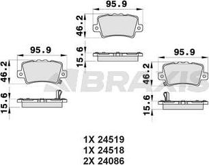 Braxis AB0155 - Kit pastiglie freno, Freno a disco autozon.pro