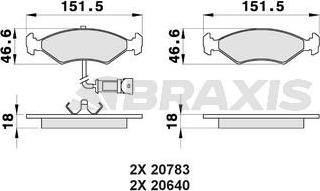 Braxis AB0169 - Kit pastiglie freno, Freno a disco autozon.pro