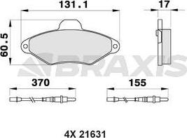 Braxis AB0160 - Kit pastiglie freno, Freno a disco autozon.pro