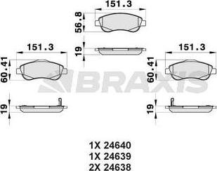 Braxis AB0162 - Kit pastiglie freno, Freno a disco autozon.pro