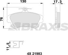 Braxis AB0112 - Kit pastiglie freno, Freno a disco autozon.pro