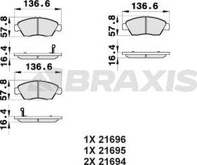 Braxis AB0170 - Kit pastiglie freno, Freno a disco autozon.pro