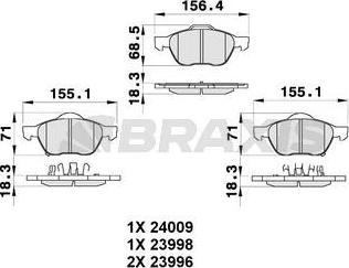 Braxis AB0340 - Kit pastiglie freno, Freno a disco autozon.pro