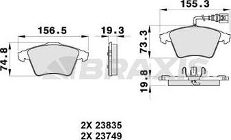 Braxis AB0353 - Kit pastiglie freno, Freno a disco autozon.pro