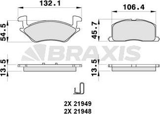 Braxis AB0301 - Kit pastiglie freno, Freno a disco autozon.pro