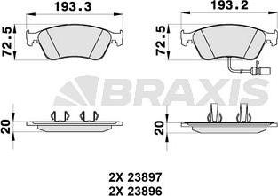 Braxis AB0320 - Kit pastiglie freno, Freno a disco autozon.pro