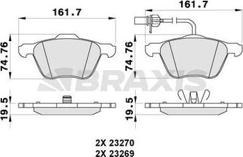 Braxis AB0289 - Kit pastiglie freno, Freno a disco autozon.pro