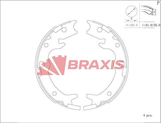 Braxis AC0129 - Kit ganasce, Freno stazionamento autozon.pro