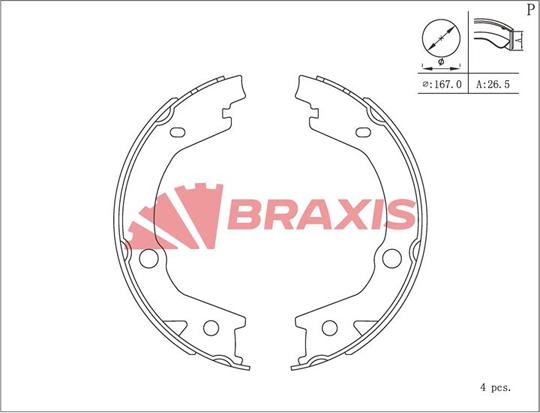 Braxis AC0128 - Kit ganasce, Freno stazionamento autozon.pro