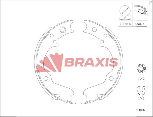 Braxis AC0202 - Kit ganasce, Freno stazionamento autozon.pro