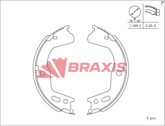 Braxis AC0214 - Kit ganasce, Freno stazionamento autozon.pro