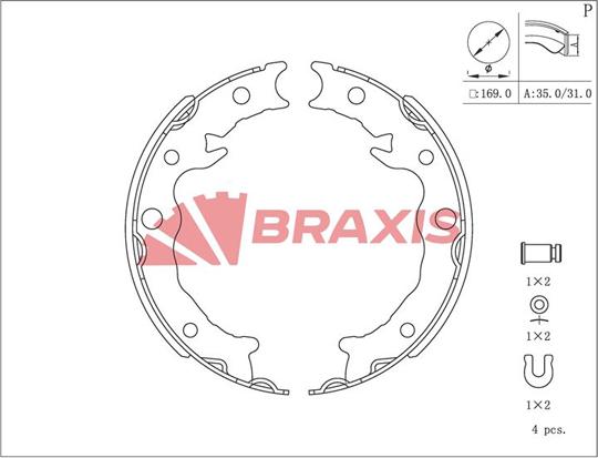 Braxis AC0220 - Kit ganasce, Freno stazionamento autozon.pro