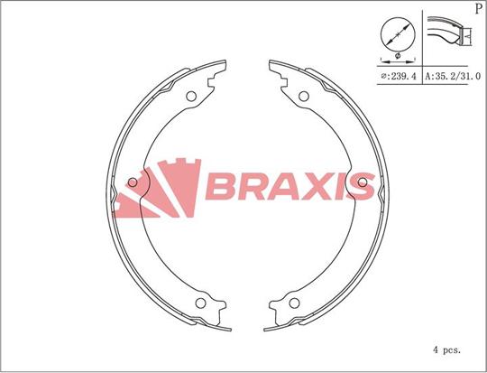 Braxis AC0221 - Kit ganasce, Freno stazionamento autozon.pro