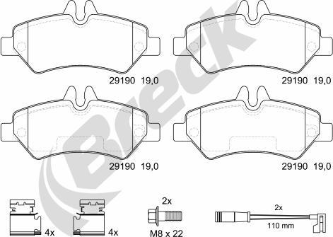 Breck 29190 00 703 10 - Kit pastiglie freno, Freno a disco autozon.pro