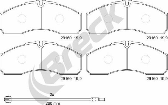 Breck 29160 00 703 00 - Kit pastiglie freno, Freno a disco autozon.pro