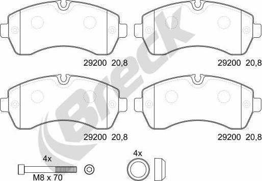 Breck 29200 00 703 00 - Kit pastiglie freno, Freno a disco autozon.pro